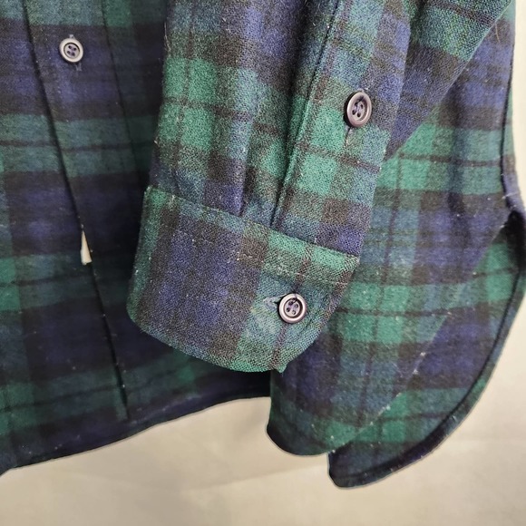 Pendleton 100% Wool Plaid Green Black Watch Flannel Tartan Made In The USA XL - Picture 6 of 12